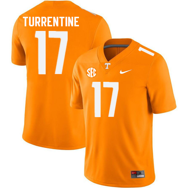 Men #17 Andre Turrentine Tennessee Volunteers College Football Jerseys Stitched Sale-Orange